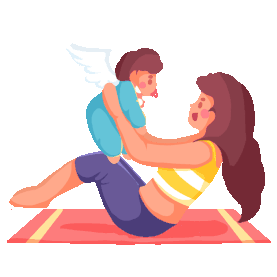 母亲与宝宝亲子互动玩耍做瑜伽gif图素材