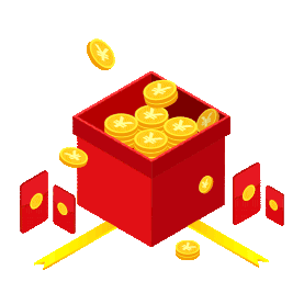 金融理财投资收益红包金币立体2.5D盒子红色gif图素材