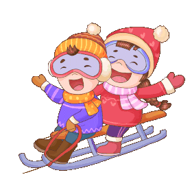冬季儿童雪橇滑雪gif图素材