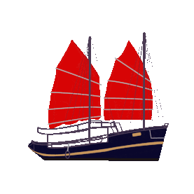 红帆船航行交通工具gif图素材