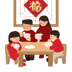 春节除夕新春一家人吃汤圆饺子红色gif图素材