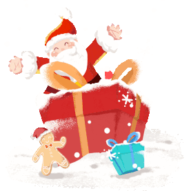 圣诞节圣诞老人礼物姜饼人庆祝平安夜下雪gif图素材图片