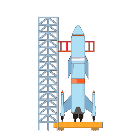 航空航天火箭发射gif图卡通扁平gif图素材