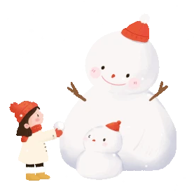 冬天堆雪人玩雪球的小女孩下雪彩色gif图素材小寒大寒图片