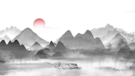 古风山水黑白水墨视频背景中国风gif图素材