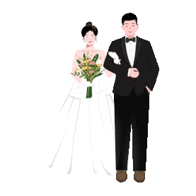 结婚情侣人像浪漫婚礼婚纱照手绘gif图素材图片