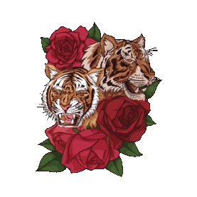 虎年老虎玫瑰鲜花花朵花动图gif