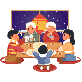 春节新年团聚一家人吃饺子年夜饭gif图素材
