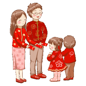 过年新年春节拜年长辈们给孩子们发红包gif图素材图片