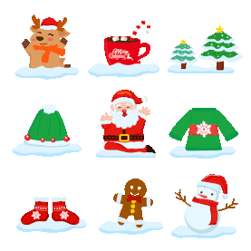 圣诞节圣诞可爱人物动物饰品装饰贴纸动图gif
