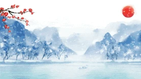 中国古风冬天雪花飘落雪景视频背景gif图素材图片