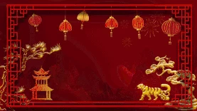 虎年边框中国风古典立体红色视频背景gif图素材图片