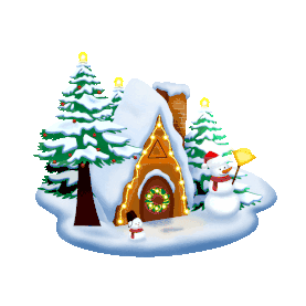 圣诞圣诞树雪人灯光房屋gif图素材图片