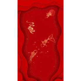 红色剪纸锦鲤边框竖版视频背景中国风海报gif图素材图片