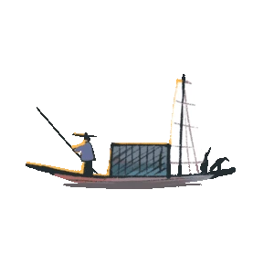 飘浮的小船小渔船划船中国风古风gif图素材