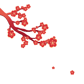 梅花树枝飘花瓣立体红色gif图素材