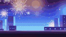 跨年元旦新年城市夜晚烟火蓝色唯美视频背景gif图素材