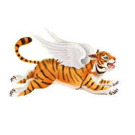 虎年长翅膀的老虎如虎添翼卡通动物动图gif