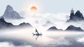 山水画水墨缥缈意境感中国风视频背景gif图素材