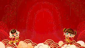 春节娃娃拜年喜庆中国红视频背景gif图素材
