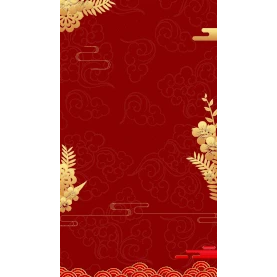 新年春节小年花朵叶子浪花中国风红色竖版视频背景海报gif图素材图片