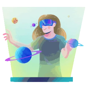 元宇宙未来科技虚拟世界体验VR女生gif图素材