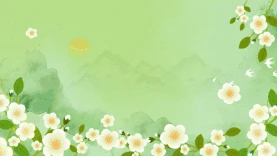 春天远山清新绿色简约花朵视频背景gif图素材