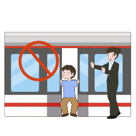 乘坐地铁交通法规禁止扒门标志动图gif