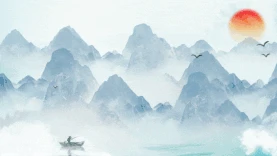 中国风水墨画山水画山河大气视频背景gif图素材