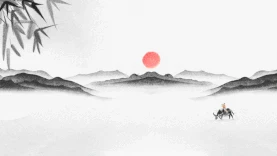 中国风山水竹叶黑白水墨视频背景gif图素材图片