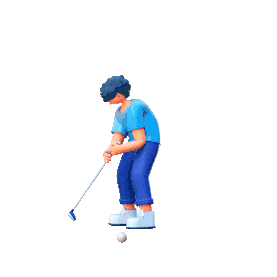 运动比赛高尔夫球人物3D立体C4D动图gif