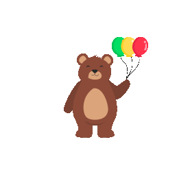 小熊举气球可爱卡通gif图素材图片