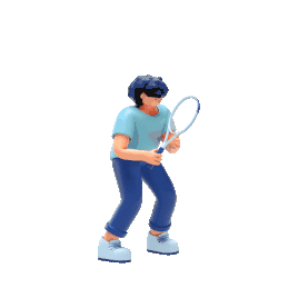 C4D立体3D人物打网球挥拍动作网球动图gif
