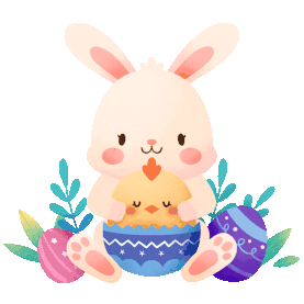 复活节可爱兔子小鸡彩蛋西方节日动物gif图素材