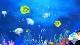 夏天海洋生物海底鱼群珊瑚礁水族馆动物世界蓝色视频背景gif图素材