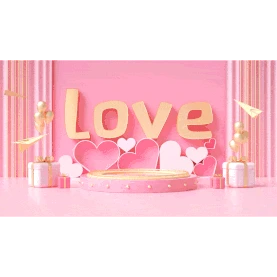 C4D粉色520情人节love3D立体视频背景gif图素材