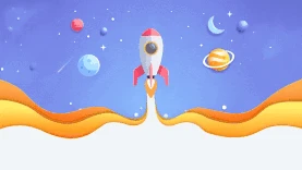 抠图火箭星球视频背景扁平彩色gif图素材图片