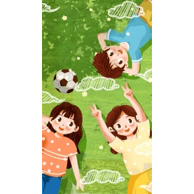 61六一儿童节快乐儿童躺在草地上卡通小清新插画竖版视频背景海报gif图素材
