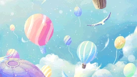 六一儿童节61热气球天空白云蓝色唯美视频背景gif图素材