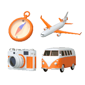 C4D立体3D橙色旅行图标gif图素材