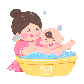 婴儿新生儿幼儿洗澡护理照顾妈妈宝宝gif图素材