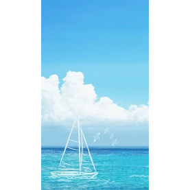 白色线稿蓝色唯美海面海豚跳跃竖版视频背景实景创意合成gif图素材图片