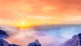 风景日出雾气群山山峰鸟视频背景实景山gif图素材