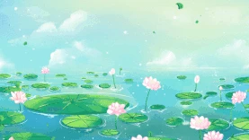 夏天荷花池绿色冷淡风视频背景gif图素材图片