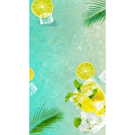 大暑夏日夏天柠檬海水绿色竖版视频背景海报动图gif