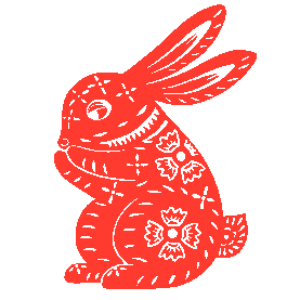 兔年春节剪纸窗花红色gif图素材