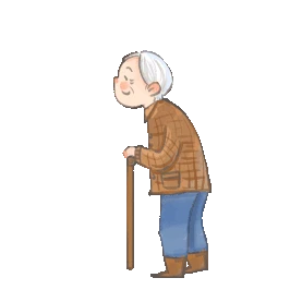 重阳节敬老爱老老人拄拐杖散步手绘gif图素材图片