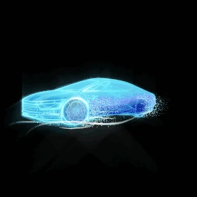 科技智能酷炫全息投影汽车行驶粒子飘散光线流动动图gif粒子光效