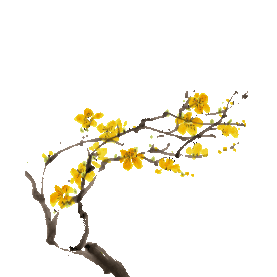 黄色的花朵中国风腊梅水墨水墨gif图素材