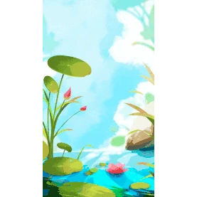 夏季夏天H5荷花池塘风景小清新治愈竖版视频背景gif图素材